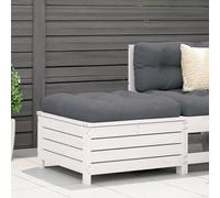 HANJIEFACAI Pine Wood Footrest Ottoman for Garden Patio Outdoor Furniture, White 62x63.5x32 cm with Storage Space, Modular Design, Weather Resistant Seating Bench
