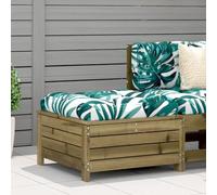 HANJIEFACAI Pine Wood Garden Ottoman with Cushion, Outdoor Footrest with Storage, Weather Resistant Patio Furniture for Garden Terrace Balcony, Max Load 110kg