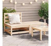 HANJIEFACAI Pine Wood Garden Sofa with Footrest, Armless Patio Bench Outdoor Modular Furniture Set for Terrace, Balcony, Backyard Seating, Durable Slatted Design, Comfortable Relaxation