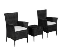HANJIEFACAI Set da Bistrot 3 pz in Polyrattan Nerosedie da esterno poltrone da giardino sdraio da giardino sdraio da esternoAdatto a patii da giardino