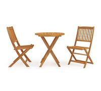 HANJIEFACAI Set da Pranzo da Giardino 3 pz Pieghevole in Massello di Acaciasdraio da esterno sedie da esterno poltrone da giardino sdraio da giardinoAdatto a patii da giardino