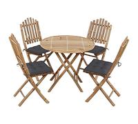 HANJIEFACAI Set da Pranzo da Giardino 5 pz Pieghevole con Cuscini in Bambùsdraio da giardino sedie da esterno sdraio da esterno poltrone da giardinoAdatto a patii da giardino
