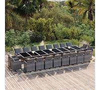 HANJIEFACAI Set da Pranzo per Giardino 21pz con Cuscini Polyrattan Grigiosdraio da giardino sdraio da esterno sedie da esterno poltrone da giardinoAdatto a patii da giardino