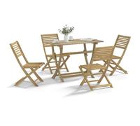 HANJIEFACAI Set da Pranzo per Giardino 5 pz in Legno Massello di Acaciasedie da esterno sdraio da giardino poltrone da giardino sdraio da esternoAdatto a patii da giardino