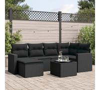 HANJIEFACAI Set Divani da Giardino con Cuscini 7pz Nero Polyrattan Outdoor Furniture Set with Storage Waterproof Cover Modular Design for Patio Terrace Garden