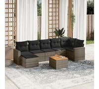 HANJIEFACAI Set Divano da Giardino 8 Pezzi con Cuscini Grigio Polyrattan PE, Mobili da Esterno per Terrazza Giardino Patio, Set Soggiorno Esterno con Tavolo
