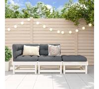HANJIEFACAI Set Salotto da Giardino 3 Pezzi in Legno Massello di Pino Bianco per Esterno con Design Modulare, Resistente e Confortevole per Giardino Terrazza