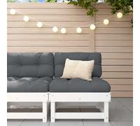 HANJIEFACAI White Pine Solid Wood Central Sofa with Cushions for Garden Patio Terrace Outdoor Modular Seating Furniture Comfortable Durable Design