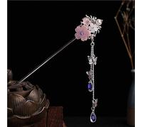 Hanjing Forcina per capelli a forma di fiore con perle d'acqua e strass, forcina con perle di cristallo, fiore con nappa, fermaglio per capelli, forcine per chignon, bacchette accessori per