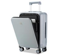 Hanke 20 Pollice Carry On Bagagli con Ruote PC Hard Shell Valigie Leggero Apertura Anteriore TSA Bagagli Viaggio Valigia Donna Uomo, Grigio, Carry On 20-Inch(35x24x54.5cm/35L/3.58KG), Bagaglio a mano