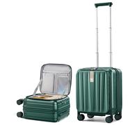 Hanke Apertura superiore espandibile Suticase con ruote e serratura TSA impermeabile rigida bagaglio a mano apertura frontale, Verde scuro, top opening 16-inch