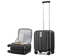 Hanke Apertura superiore espandibile Suticase con ruote e serratura TSA impermeabile rigida bagaglio a mano apertura frontale, Nero corvino, top opening 16-inch