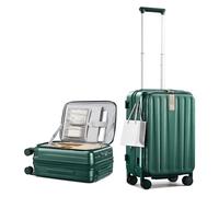 Hanke Apertura superiore espandibile Suticase con ruote e serratura TSA impermeabile rigida bagaglio a mano apertura frontale, Verde scuro, top opening 20-inch