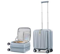 Hanke Apertura superiore espandibile Suticase con ruote e serratura TSA impermeabile rigida bagaglio a mano apertura frontale, Grigio, top opening 16-inch