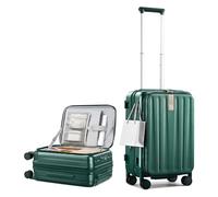 Hanke Bagagli da portare in PC Hardshell Bagagli Top Open Valigie, Verde scuro, 20 Inch Expandable, Bagaglio Hardside Con Ruote Spinner