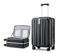 Hanke Bagaglio a mano in policarbonato rigido con ruote a 360° con apertura frontale, Nero , L (66x46x29cm 88L)
