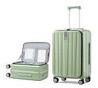 Hanke Bagaglio a mano in policarbonato rigido con ruote a 360° con apertura frontale, Verde bambù, L (66x46x29cm 88L)