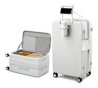Hanke Bagaglio da viaggio espandibile con ruote, Colore: bianco fumo, Expandable 28 Inch