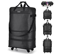 Hanke Borsa da viaggio pieghevole con ruote 50L-70L-90L espandibile impermeabile bagagli per trasloco, Versione Black Upgrade