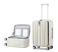 Hanke Cabina Valigia Apertura Frontale, Bianco avorio , Front Opening 24-inch, Bagaglio a mano