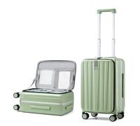 Hanke Cabina Valigia Apertura Frontale, Colore: verde bambù., Front Opening 20-inch, Bagaglio a mano