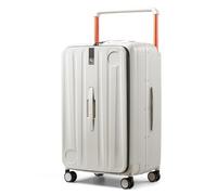 Hanke Multifunctional 26 Inch Checked Luggage Hard Shell Suitcases with Wheels Travel Trunk Style Luggage Large Rolling Suitcase for Women Men(Ivory White)