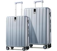 Hanke, trolley per bagaglio a mano e da stiva con ruote e chiusura TSA, leggeri, in policarbonato rigido, da 35,56 cm, 40,64 cm, 50,8 cm, 61 cm e 73,66 cm, Grigio, 2-Piece Set（20/29）
