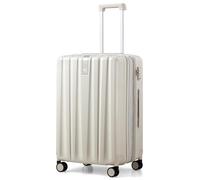 Hanke, Trolley per bagaglio a mano e da stiva con ruote e chiusura TSA, leggeri, in policarbonato rigido, da 35,56 cm, 40,64 cm, 50,8 cm, 61 cm e 73,66 cm, Bianco avorio., Expandable 2-Piece