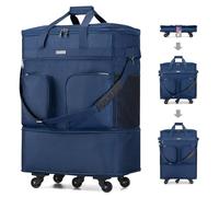 Hanke Valigia allungabile con ruote, leggera, grande capacità, espandibile e collassabile, borsa da viaggio per uomo e donna, Aggiornamento blu