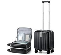 Hanke Valigia con ruote e apertura frontale, 20 "24" Spinner Bagaglio Costruito in TSA Telaio In Alluminio PC Hardside Rolling Valigie Borsa da Viaggio, Nero, 20 Inch Carry On, Portare il bagaglio