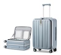 Hanke Valigia da viaggio in policarbonato rigido, parte superiore apribile, telaio in alluminio, con ruote, trolley da donna e da uomo, da 41, 51, 61 e 66 cm, Grigio, 20 Inch