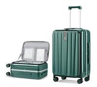 Hanke Valigia da viaggio in policarbonato rigido, parte superiore apribile, telaio in alluminio, con ruote, trolley da donna e da uomo, da 41, 51, 61 e 66 cm, verde scuro, 20 Inch