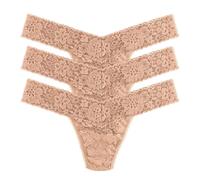 Hanky Panky Daily Lace Low Rise Thong - Mutande Donna in Pizzo Elasticizzate, Set 3 Pz, Tanga Donna con Vita Bassa - Slip Donna Cotone e Nylon, Lingerie per Completo Intimo Donna, Taglia Unica