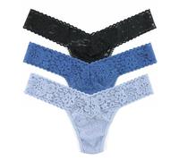 Hanky Panky Daily Lace Low Rise Thong - Mutande Donna in Pizzo Elasticizzate, Set 3 Pz, Tanga Donna con Vita Bassa - Slip Donna Cotone e Nylon, Lingerie per Completo Intimo Donna, Taglia Unica