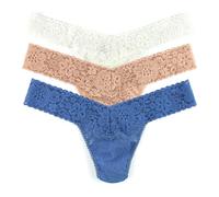 Hanky Panky Daily Lace Low Rise Thong - Mutande Donna in Pizzo Elasticizzate, Set 3 Pz, Tanga Donna con Vita Bassa - Slip Donna Cotone e Nylon, Lingerie per Completo Intimo Donna, Taglia Unica
