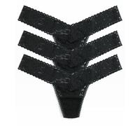 Hanky Panky Daily Lace Low Rise Thong - Mutande Donna in Pizzo Elasticizzate, Set 3 Pz, Tanga Donna con Vita Bassa - Slip Donna Cotone e Nylon, Lingerie per Completo Intimo Donna, Taglia Unica