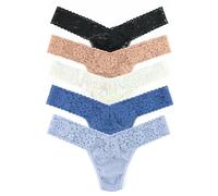 Hanky Panky Daily Lace Low Rise Thong - Mutande Donna in Pizzo Elasticizzate, Set 5 Pz, Tanga Donna con Vita Bassa - Slip Donna Cotone e Nylon, Lingerie per Completo Intimo Donna, Taglia Unica