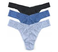 Hanky Panky Daily Lace Original Rise Thong - Mutande Donna in Pizzo Elasticizzate, Set 3 Pz, Tanga Donna con Vita Alta - Slip Donna Cotone e Nylon, Lingerie per Completo Intimo Donna, Taglia Unica