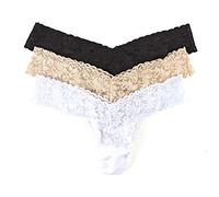 Hanky Panky Low Rise Thong - Mutande Donna in Pizzo Elasticizzate, Set 3 Pezzi, Tanga Donna Comodi e Colorati a Vita Bassa - Slip Donna Cotone e Nylon, Lingerie per Completo Intimo Donna, Taglia Unica