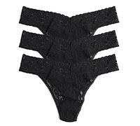 Hanky Panky Original Rise Thong - Mutande Donna in Pizzo Elasticizzate, Set 3 Pz, Tanga Donna con Vita ad Altezza Regolare - Slip Donna Cotone e Nylon, Lingerie per Completo Intimo Donna, Taglia Unica