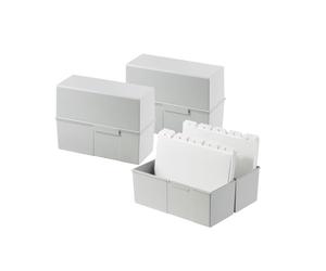 Hanlesi Schedario HAN DIN A5 orizzontale - 3 pz, traslucido, design attraente per 500 schede con cerniera in acciaio, grigio, 975-11