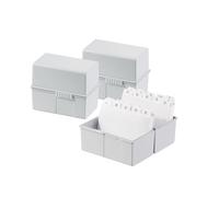 Hanlesi Schedario HAN SIGNAL DIN A6 orizzontale - 3 pz, design traslucido e attraente per 400 schede con cerniera in acciaio, grigio, 976-11