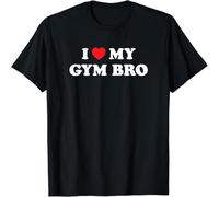 HANLINMY I Love Heart My Gym Bro Funny Fitness Workout T-Shirt Black XL