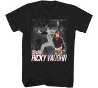 HANLINMY Major League Ricky Vaughn Baseball Men's T Shirt Sheen Wild Thing Pitcher Tee. Black L