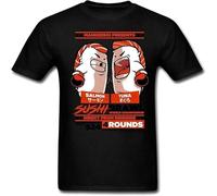 HANLINMY Men Wife Create T-Shirts Adult Sushi Brawl Short Slim Tee Daily Wear Black XL