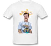 HANLINMY Men's Dylan Minnette Short Sleeve T-Shirt Adult Tee Shirts White L
