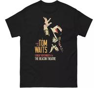 HANLINMY Tom Waits T Shirt Vintage Style Graphic Tee Retro Music Icon Black S