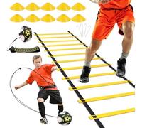 Hanlintk Set professionale di allenamento da calcio, scala a 12 pioli, allenatore a torso e 10 coni con borsa per il trasporto | Accessori versatili per ragazzi, ragazze, adulti e club (A)