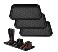 Hanlintk Vassoio per stivali e scarpe in plastica con bordo rialzato. Set di 3 per ingressi, ponti e patio