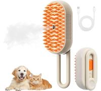 Hanlisee Spazzola a vapore per gatti 4 in 1, ricaricabile, per cani e gatti a pelo lungo o corto, antistatica, massaggi, pulizia, spargimento e pettinatura, tutto in uno, colore: marrone